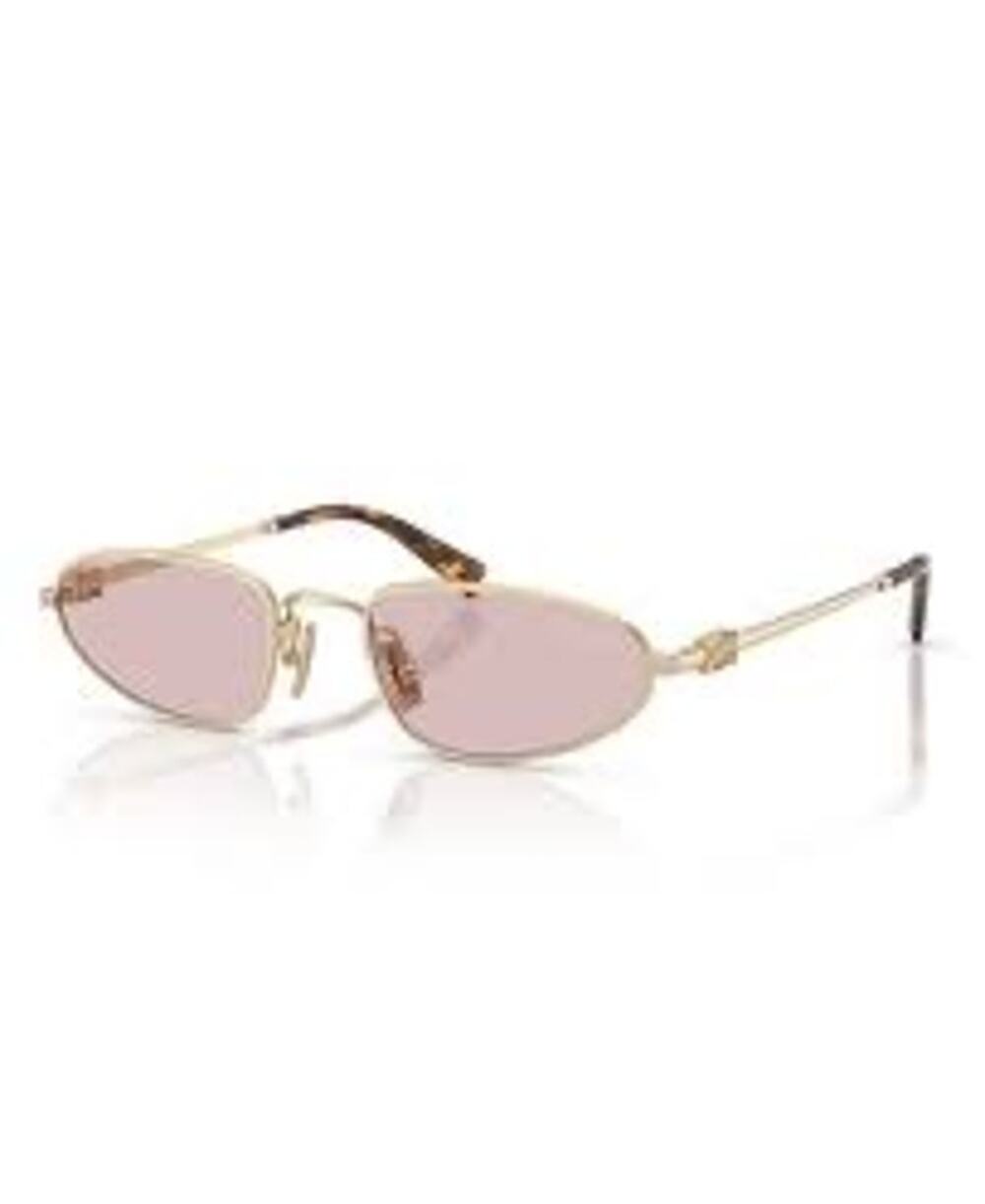 Miu Miu New Oval Frame Gold Tone Sunglasses in Gold/Pink